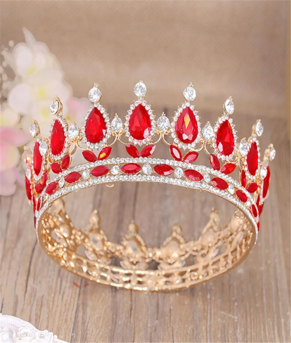 Bütün düğün taç tiara başlık gelin kristal kafa bandı rhinestone saç aksesuarları takı altın prenses tam taç kraliçe4592195