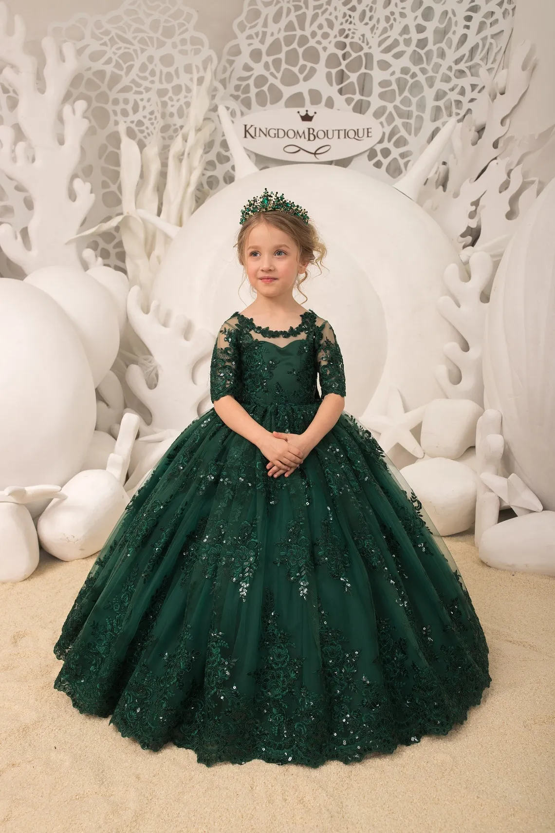 emerald green flower girl dresses Rebecca flower girl dress emerald – MyBabyByMerry main image 0