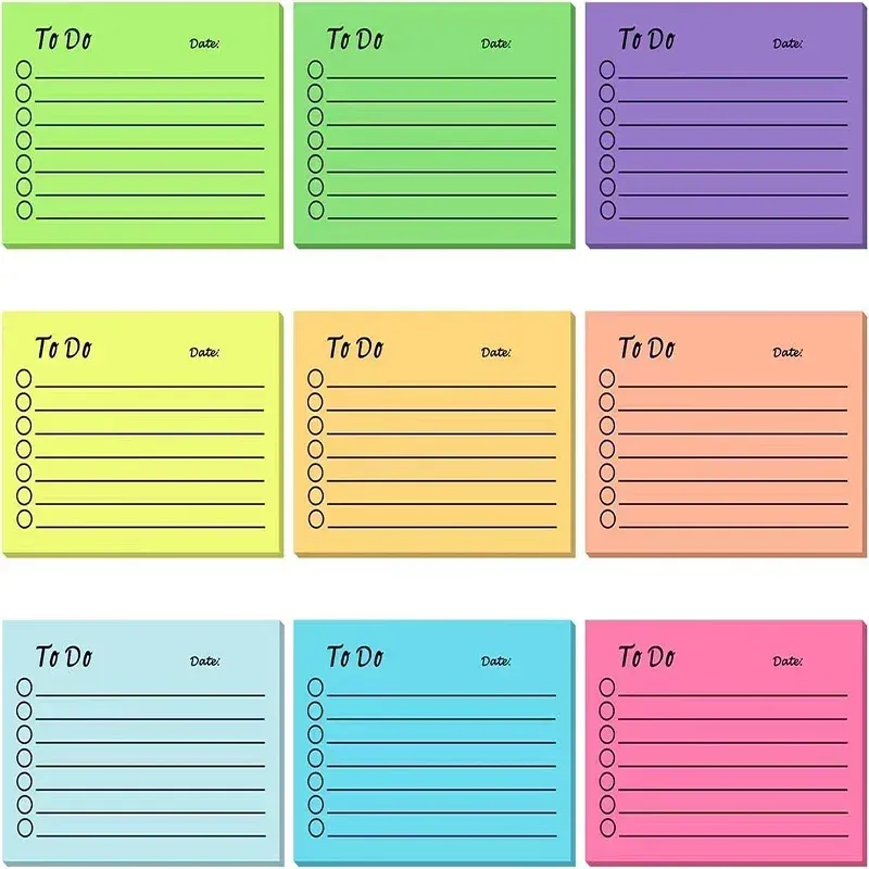 Lista de cores de colorido para tarefas kawaii Pads Notas de mensagem NOTAS DO PLANEIRO DIÁRIO DIÁRIO NOTAS ANDADAS DO ESCRITÓRIO DO CORREIO DO COREIRO DO ESCRITÓRIO