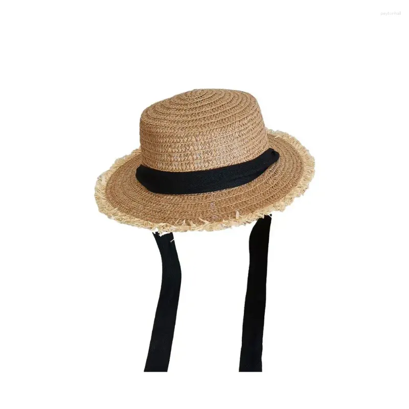 Berater Trendy Women Summer Cap Flat Top Contrast Farbhandbuch geflochten