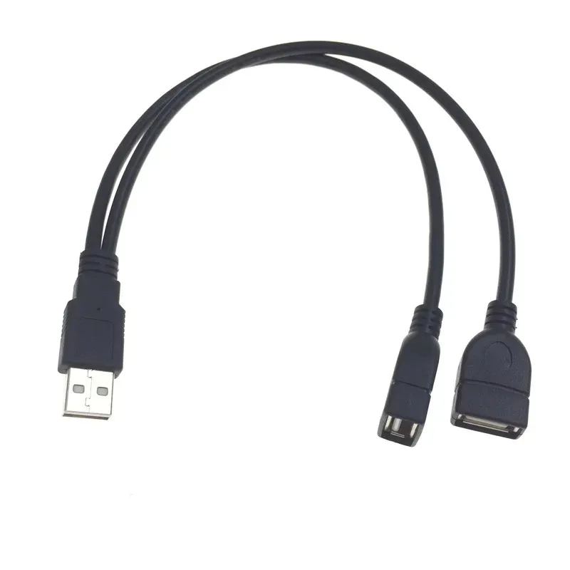 USB 2.0 Un mozzo da maschio a doppio USB Female Hub Slitter USB Cavo di ricarica USB Adattatore di alimentazione Estensione laptop