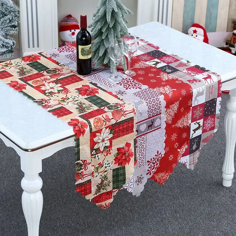 창조적 인 새로운 크리스마스 장식품 Calico 테이블 데스크탑 장식 식탁보 크리스마스 장식 2021 새로운 새해 선물