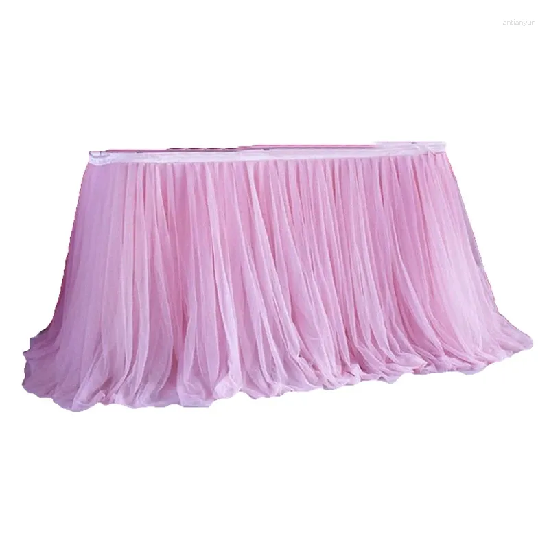 Table Skirt 2024 Tulle Baby Shower Favors Tutu Skirts DIY Party Banquet Wedding El Decoration Home Textile