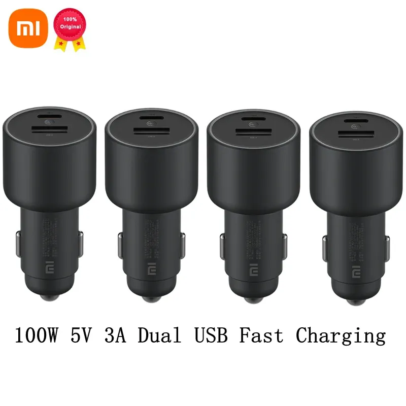 Kontrola oryginalna ładowarka samochodowa Xiaomi 100W 5V 3A Podwójne USB Szybkie ładowanie QC Adapter do iPhone'a Samsung Huawei Xiaomi 10 smartfon