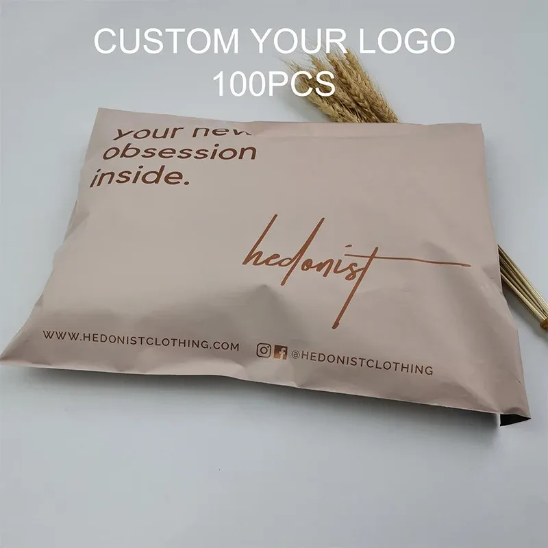 Mailer biologisch abbaubare benutzerdefinierte beige Kurierbeutel Luxus Transporttasche Mailing Bag Clothing Packaging