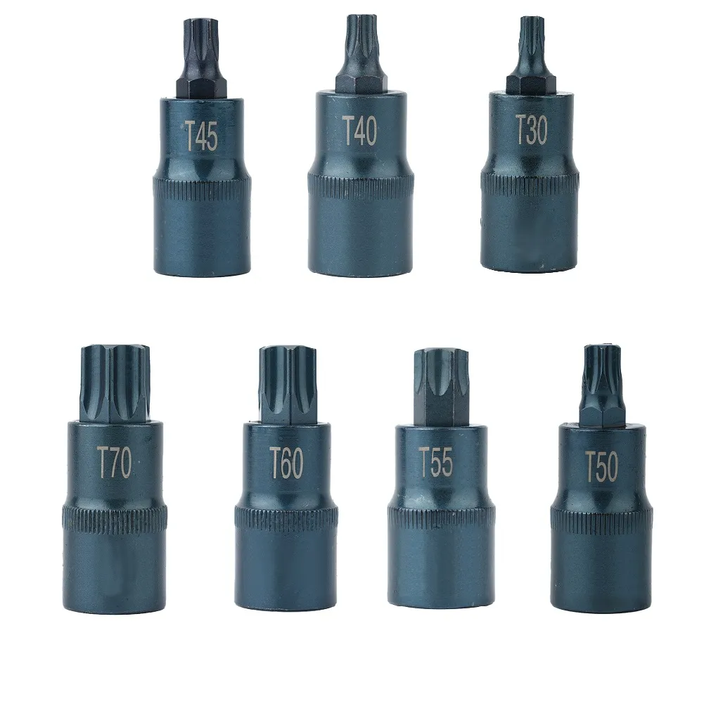 Premium Torx Screwdriver Bit Set 1/2 Inch Drive Socket Adapter T30 T70 ...