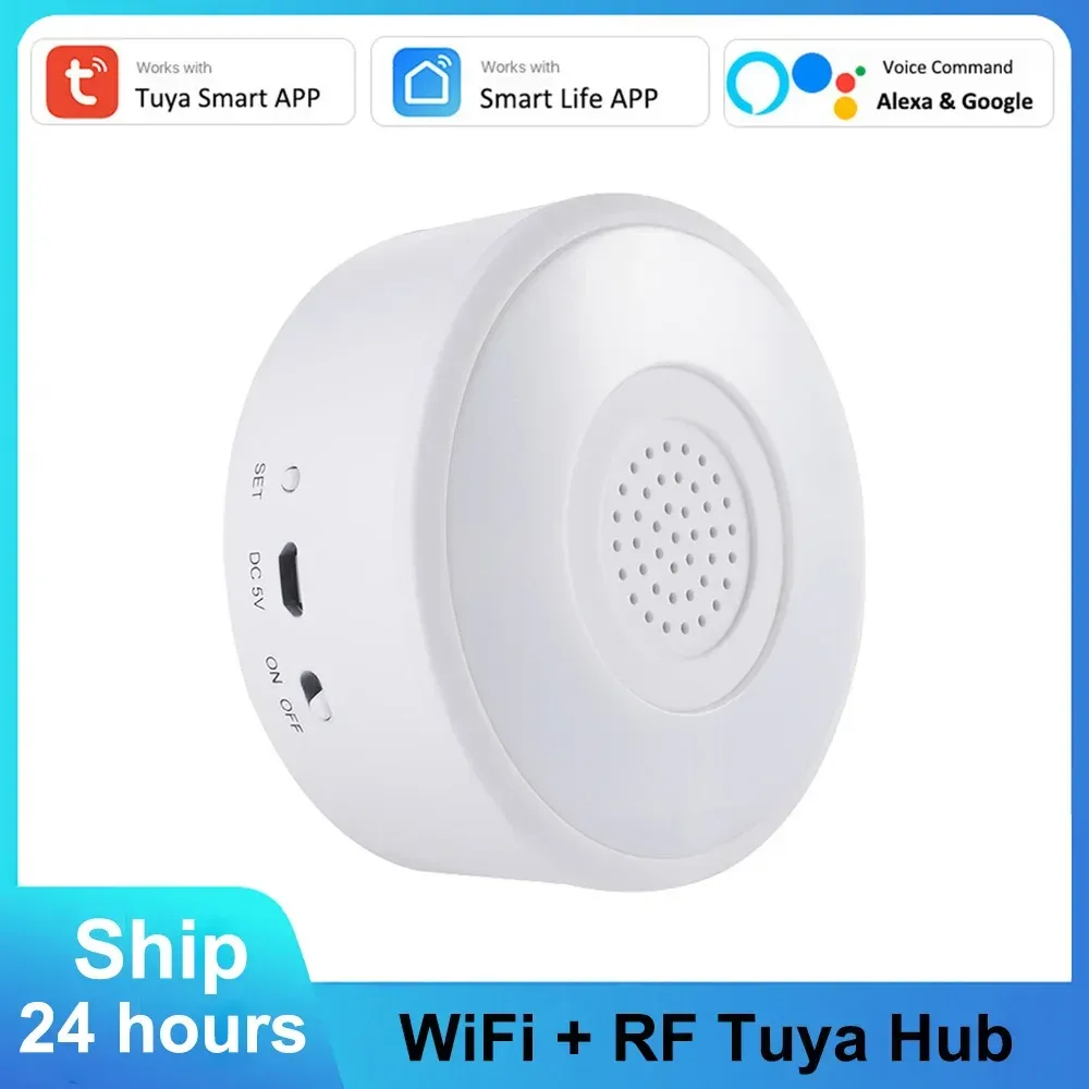 Kits Tuya WiFi + RF Gateway RFG1 Home Security Alarm System Hub 120dB Justerbar Siren Alexa Google Voice Command Smart Life App