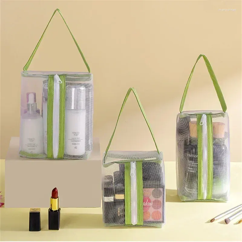 Sacs de rangement 3PCS / Set Mesh Cosmetics de grande capacité Skincares Maquillage Articles Travel Wash portables Portables