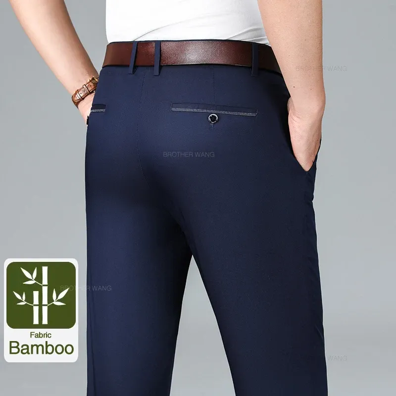 Pantalon Homme Décontracté Stretch - Coupe Droite, Poches, Tissu Léger Et Respirant, Idéal Pour Le Bureau Ou Les Loisirs