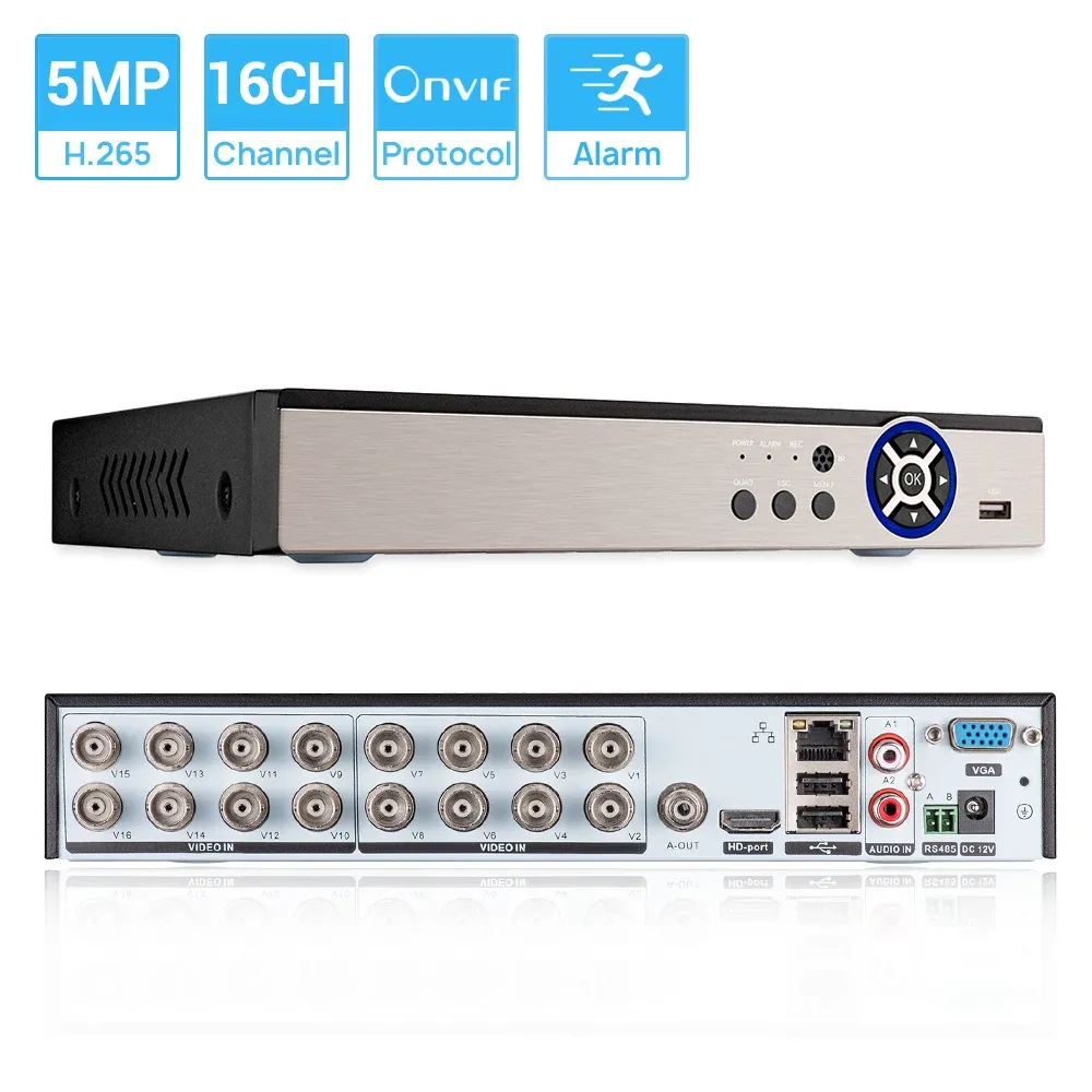 Recorder 16 Channels CCTV DVR 5MPN 5in1 AHD TVI CVI CVBS IP Camera Hybrid Digital Video Recorder Secuirty System Remote Access H.265