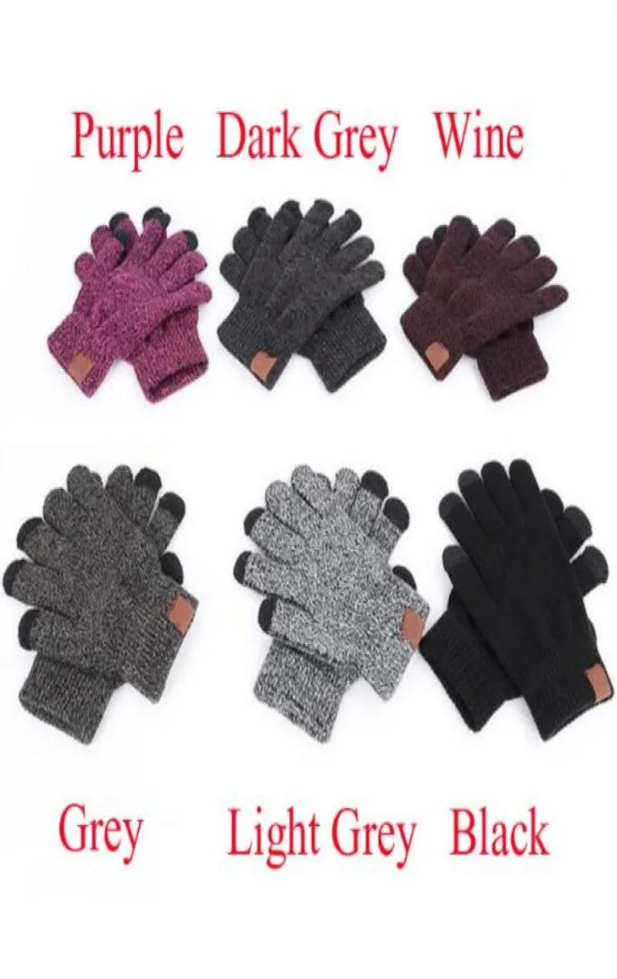 Gants tricotés manomyme solide hiver chaud gant portable gant extérieur sports cinq doigts gants à écran tactile pour iPhone 12 pro max op5859609