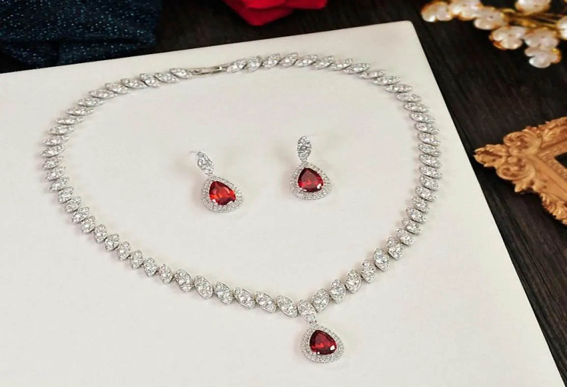 Elegant Charm Bridal Jewelry Sets Classical Rhinestone Water Drop Party Wedding Jewelry Cubic Zircon Necklaces and Earrings2167691