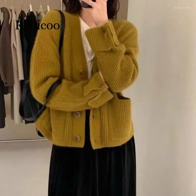 여자 니트 가을 패션 느슨한 여성 스웨터 가디건 니트 v- 넥 코트 트렌디