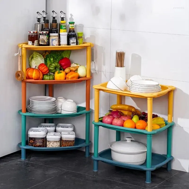 Mutfak Depolama Hooki Sebze Rafı Zemin Çok Fonksiyonlu Oyuncak Meyve Plastik Banyo Üçgen Köşe Raf