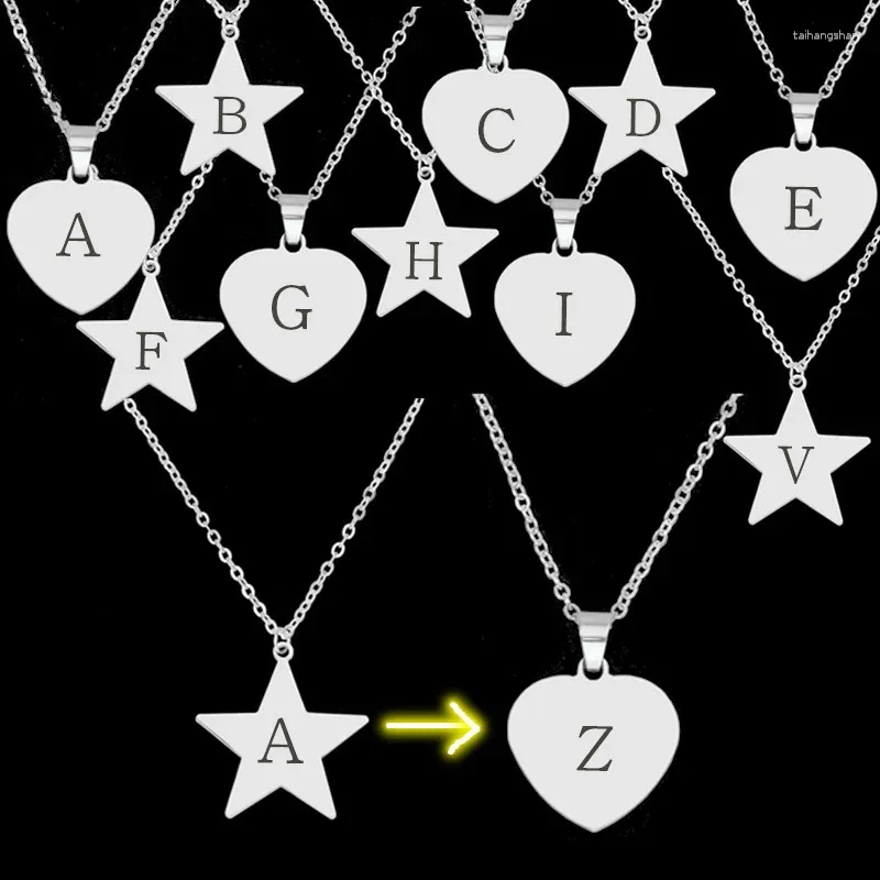 Подвесные ожерелья 26 букв Алфавит A-Z Ожерелье из нержавеющей стали. Пентаграмма для женщин
