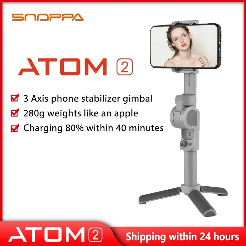 Monopods Snoppa Atom 2 vikbar 3Axis handhållen gimbalstabilisator gimbal med stativ för iPhone Android -telefon smidig4 mini MX