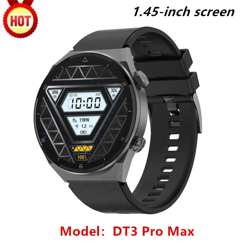 時計DT3 Pro Max Smart Watch Men Men Bluetoothコールワイヤレス充電NFC電気音声アシスタント1.45インチスクリーンIP68防水