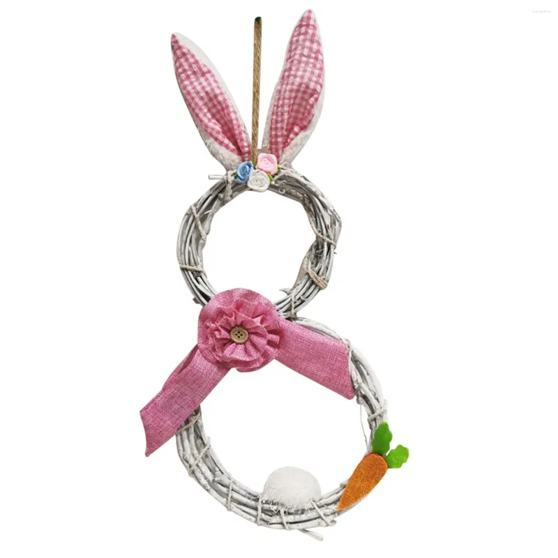 Fiori decorativi Forma del cuore Forma Decorazioni di Pasqua con luci che decorano il cerchio di rattan piccole ghirlande da bosso per interno