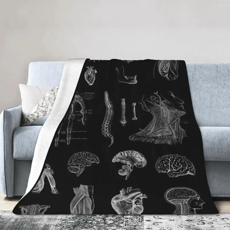 Couvertures flanelle jet couverture vintage anatomy imprimer lit molle étalé moelle
