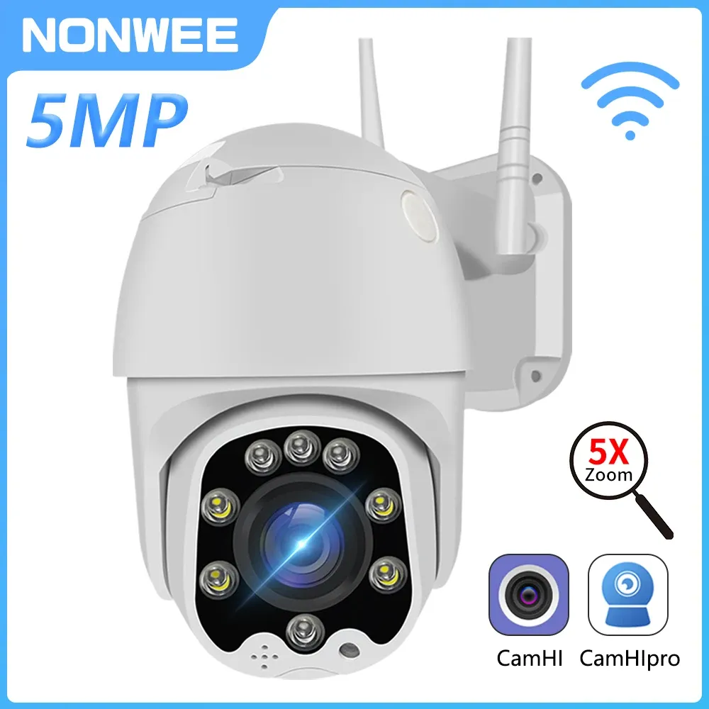 インターコム5MP PTZワイヤレス監視カメラ屋外IP WiFiセキュリティ保護CCTVカメラオートトラッキングナイトビジョン5X光学ズーム