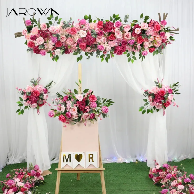 Jarown personnaliser le mariage artificiel Row Rose Rose rouge floral petit coin fleur de fleur de mariage proposition de la fête de fête décor 240328