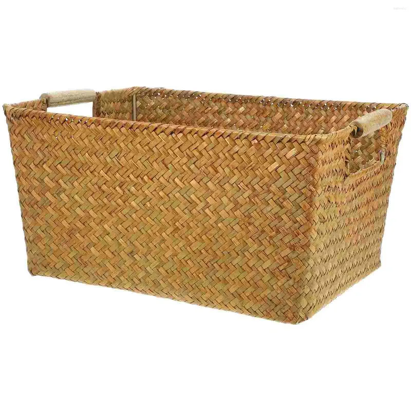 収納ボトル織りバスケットバスケットブック小さな織りの装飾的な海草のおもちゃオーガナイザークレート