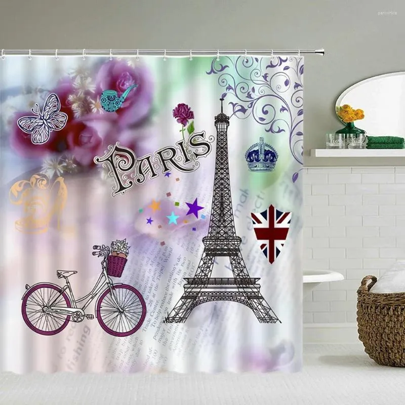 Cortinas de chuveiro Modern Fashion Girl Menina de banheiro à prova d'água Corte de impressão 3D Pano de poliéster com ganchos Tela do banho de decoração