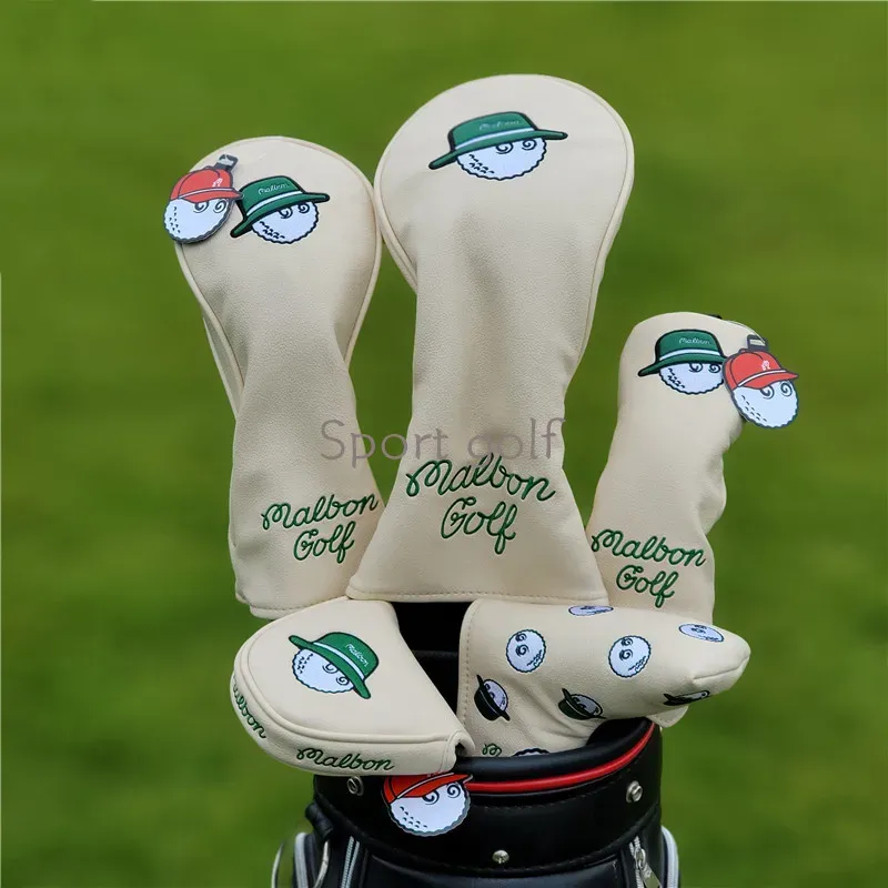 Tees beige color pescerman hat golf club club Fairway Woods Hybrid Ut Iron Puttter e Mallet Putter Head Cover Golf Club Cover