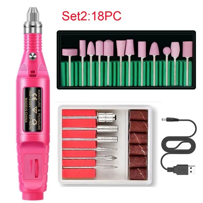 Electric Nail Drill Machine Set Grinding Equipment Mill For Manucure Machine pédicure Strong Nail Polissing Tool Nail- pour Nail Art professionnel