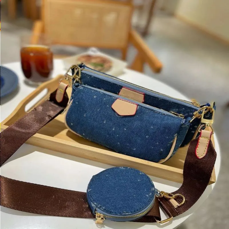 3-piece set Blue Denim Flowers Lou bag Designers bag Shoulder Bags Women Messenger Bags Cosmetic Handbags Twopx