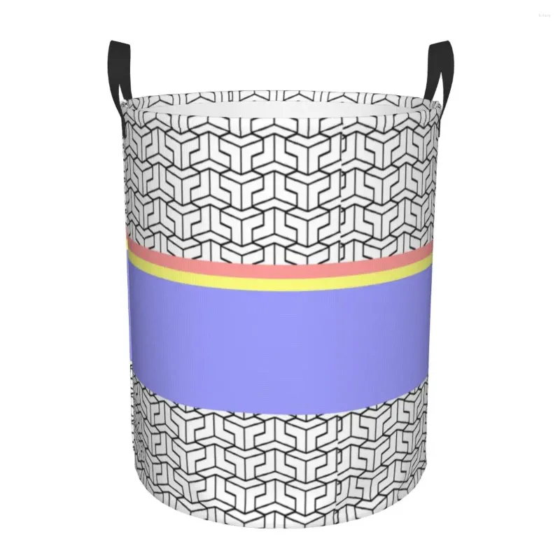 Sacchetti lavanderia cesto geometrico grande cestino di stoccaggio astratto blu moderno arte per bambini organizzatore giocattolo