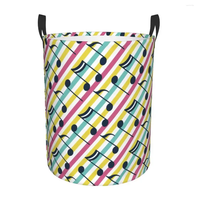 Laundry Bags Basket Colorful Music Notes Cloth Folding Dirty Clothes Toys Storage Bucket Household