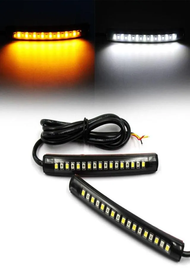Illuminazione motociclistica 2 pcs striscia a LED motociclistica 17Ed Strip Light Light Signal Indicatore Whiteamber8288690