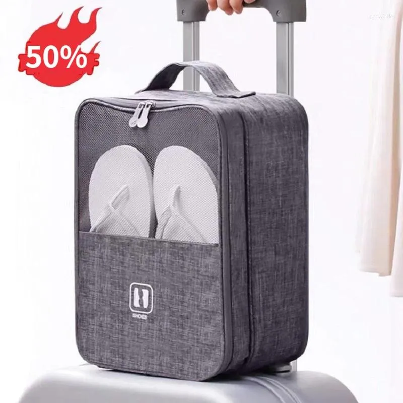 Förvaringspåsar 3D Portable Travel Shoe Bag 3 Layers Fitcase Pouch Hanging Underwear Clothes Dust-Wattent Waterproof Organizer