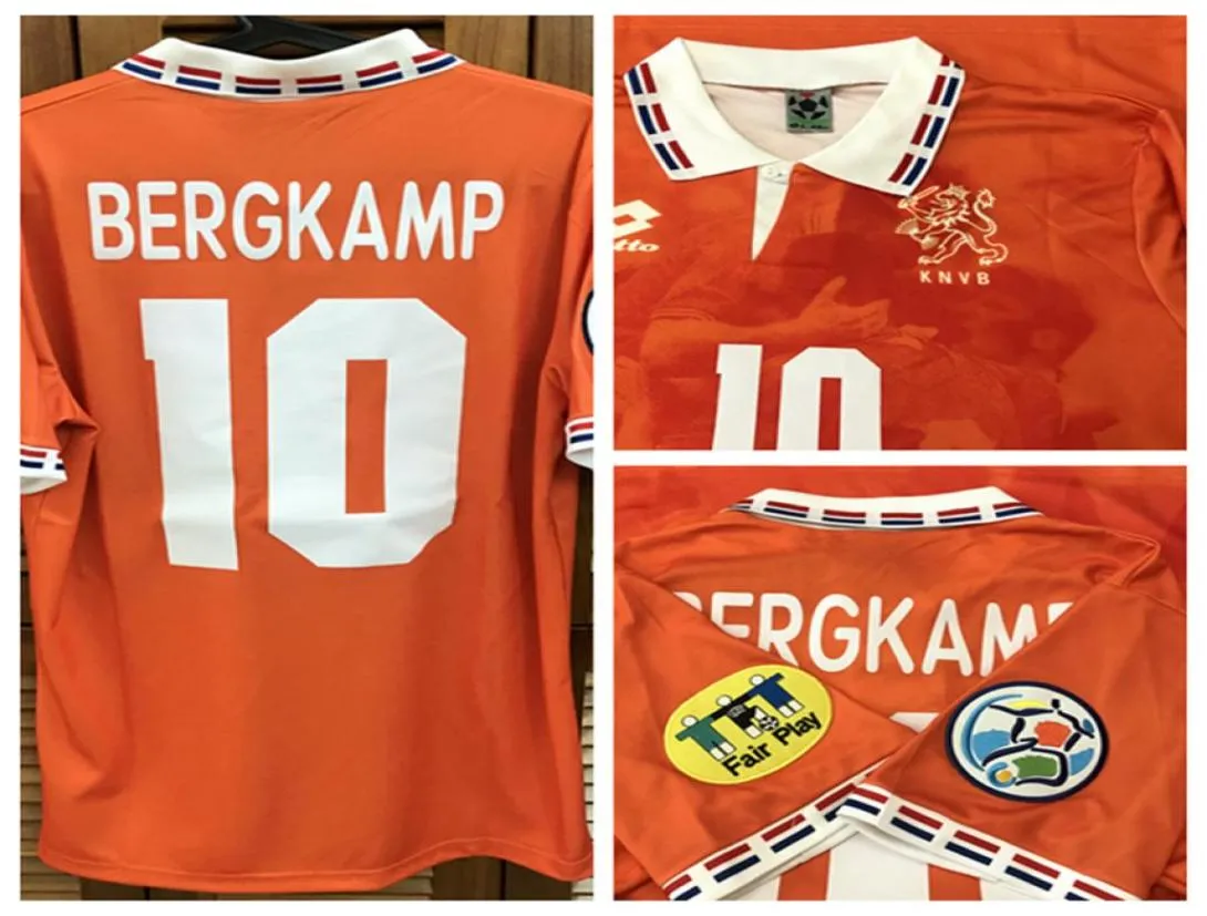 HOL 9698 EUROCUP Vintage Classic Home Shirt Jersey Sleeves Bergkamp Cruyff Kluivert Nom de nom personnalisé Patchs Sponsor6942859