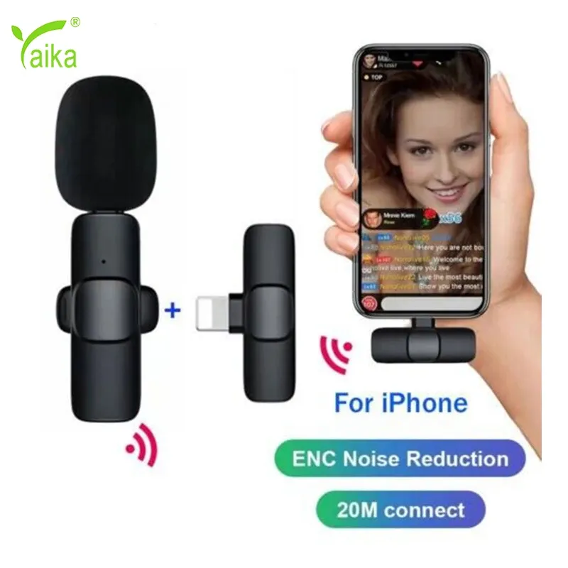 Microphones Lapel Microphone Wireless Mini Lavalier Clip Portable Mic for Phone Live Stream YouTube Podcast Video Sound Recording Equipmen