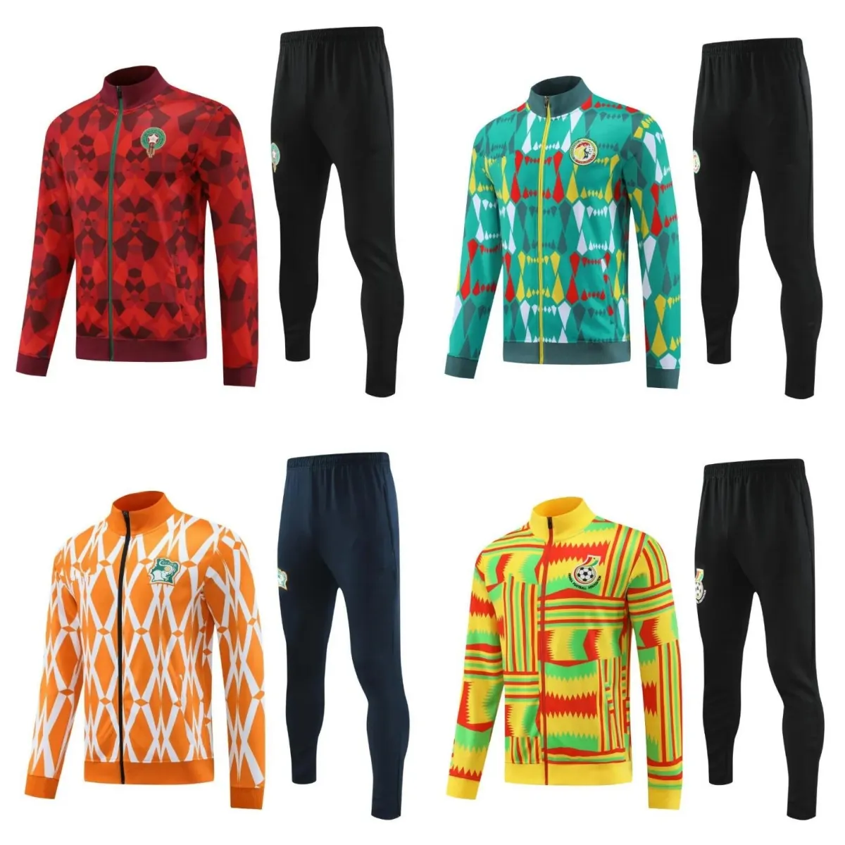 24 25 Veste d'équipe nationale africaine Maroc Long Zipper Sénégal Jogging Veste Ziyech Ennesyri Cote Divoire Football Saisse Idrissi Boufal Jersey Maroc Team National