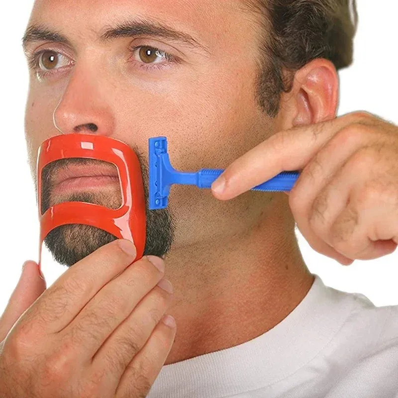 2024 Men Beard Shaping Styling Template Beard Stencil Combs Hairbrush for Men Shaving Tools Mustache Trimming Tools Salon Beauty Beard