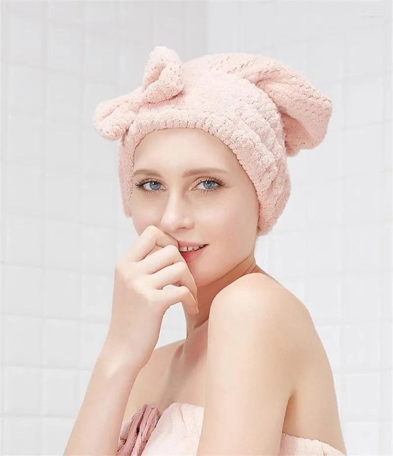 Toalha Toalha seca de cabelos de secagem de cabelos chapéu de banho microfibra Super absorção Turbano seco para mulheres meninas