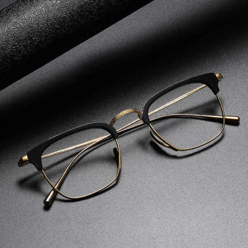 2024 Men's Luxury Designer Women's Sunglasses Pure titanium eyebrow eyeglass Japanese Wannian turtle 1112 the same plate large plain facial artifact spectacle frame