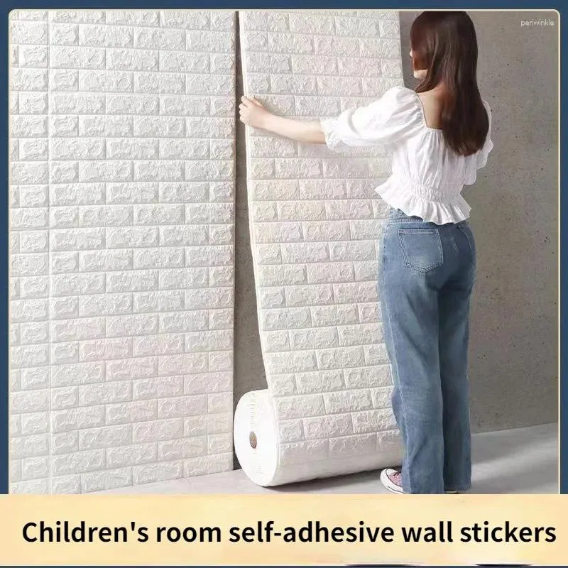 Fonds d'écran 70cm 10m Largeur 3D Brick Wall Autocollant DIY DÉCoration Self adhésif Papier peint pour enfants Decor