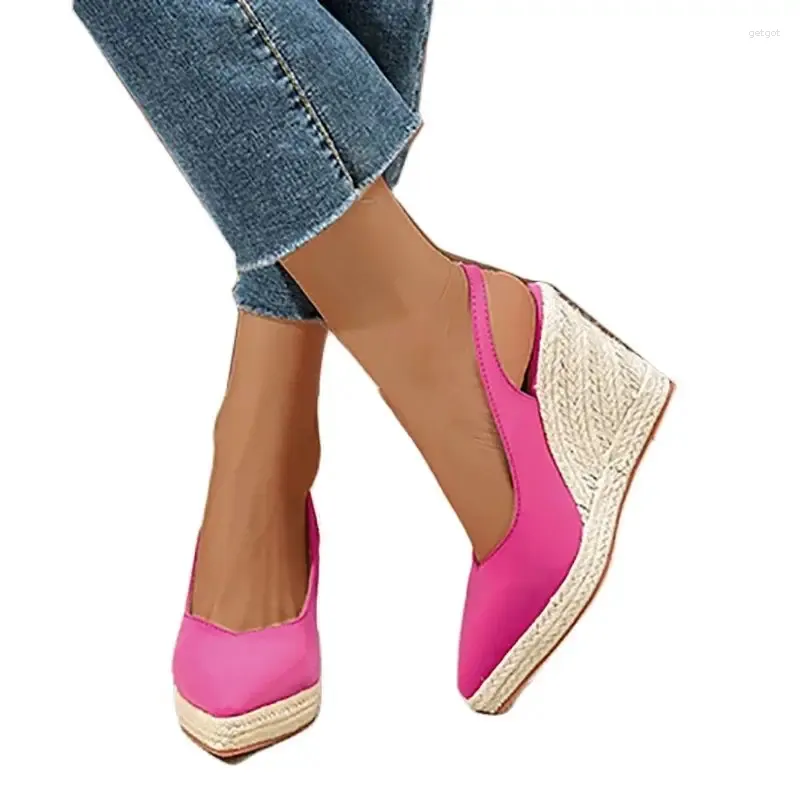 Kleiderschuhe lihuamao rosa Keile Sandalen spitzs Frauen Espadrilles Pumps Komfort Csauual