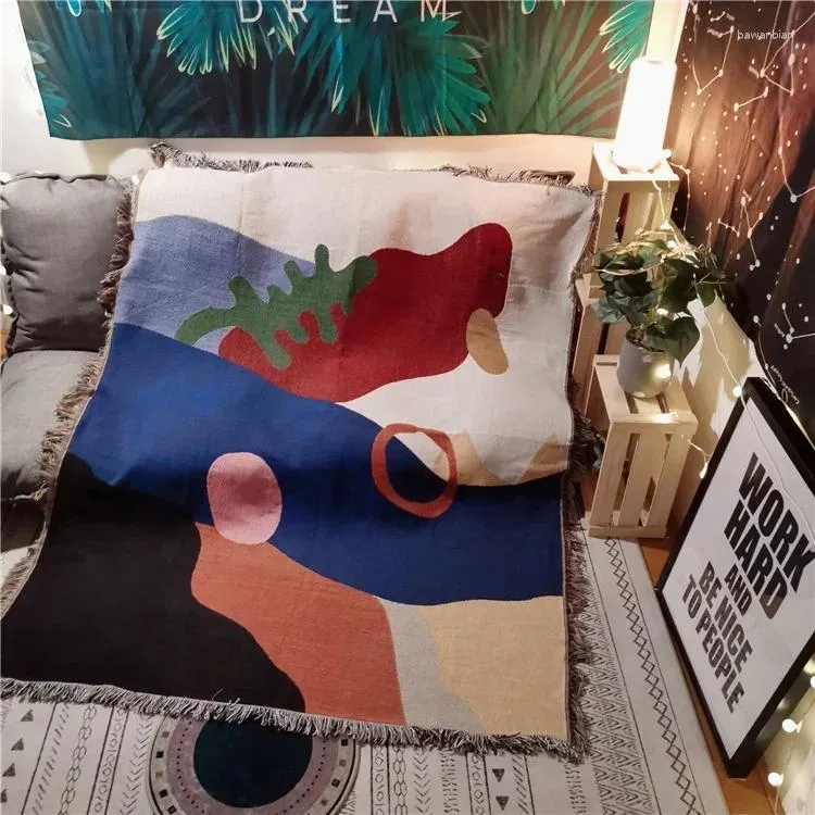 Koce Nodic Bawełna koc podróżny Rozkłada Sofa Ręcznik pokrywka dywanowa pojedyncza mata gobelinowa