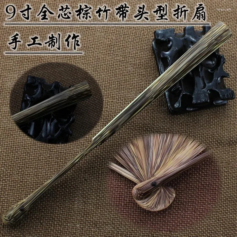 Figurines décoratives | Fan de ventilateur de l'eau Peach Silk Full Core Brown Bamboo Collectables - Autographe Collection de pliage avec des ventilateurs masculins