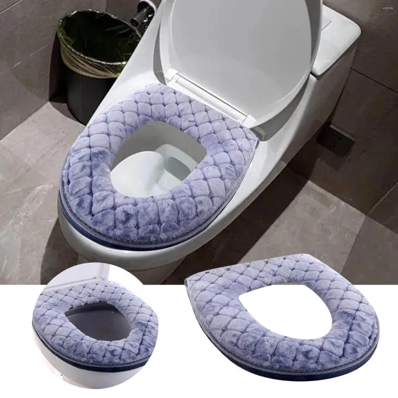 Couvercles de siège de toilette Coussin de salle de bain à fermeture éclair chaud hiver