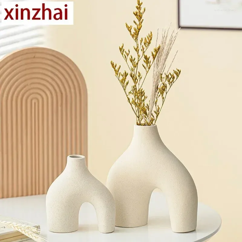 Vasen Boyoumum nordische Keramik Vase Home Decor White Modern Wohnzimmer Bücherregal Mantel Tabletop Innendekoration Accessoires