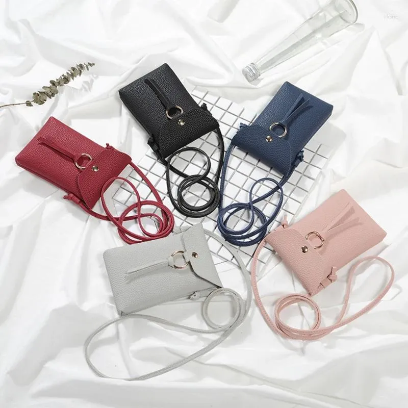 Shoulder Bags Women Purses Solid Color Leather Summer Bag Strap Mobile Phone Card Holders Wallet Handbag Pockets For Girls