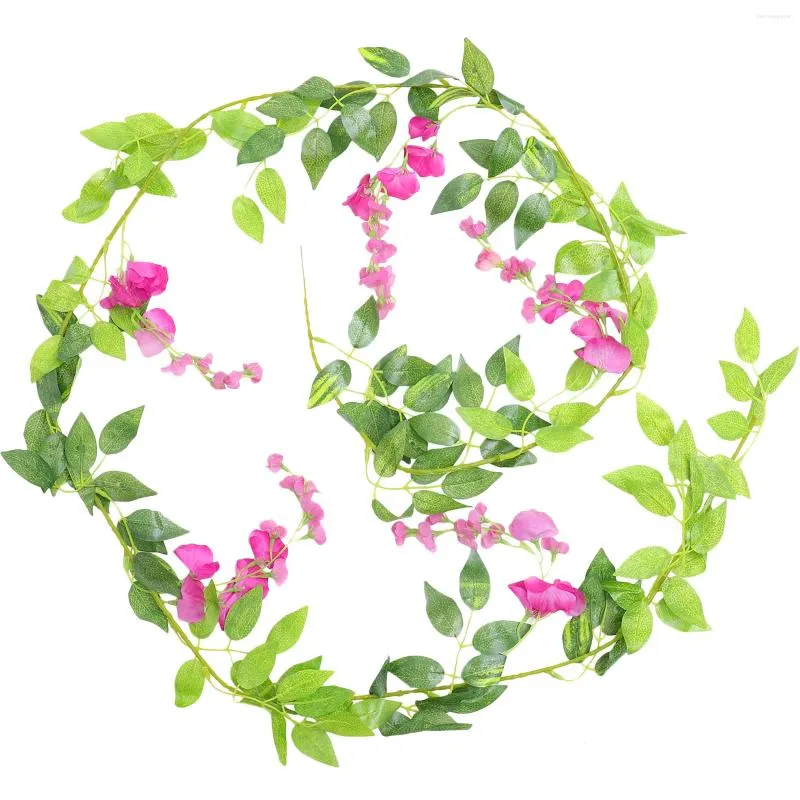 Flores decorativas As Wisteria simuladas tiras de flor artificial Fake Vine for Wall Christmas Decore Wedding Plástico pendurado Chrismas Wreath Wreath