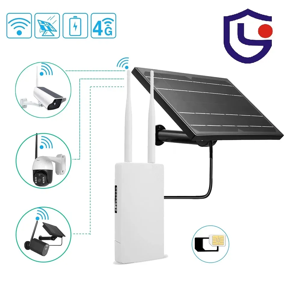 Urządzenia zasilane panelem słonecznym Zestaw routerem 4G LTE CPE CAT4 2.4G Waterproof Waterproof 3G 4G SIM Card Solar Router dla Cam Security Cam