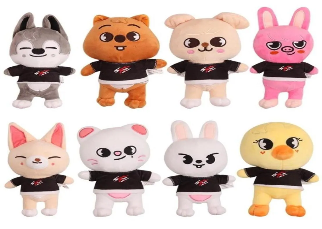 20cm Skzoo Plush Toys Stray Kids Cartoon Plushies de peluches Muñeca Wolf Chan Leebit Foxny Jiniret Puppym Kids Fans